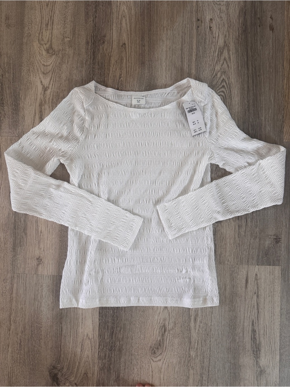White Textured Long-Sleeve Top
